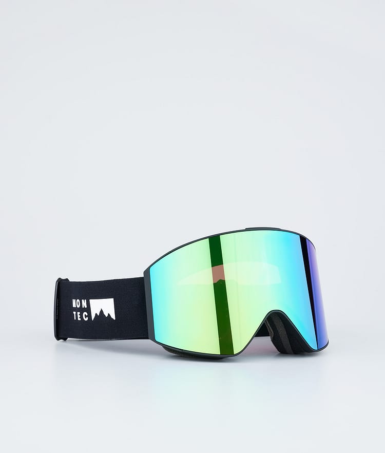 Masque de ski noir avec miroir vert tourmaline noir