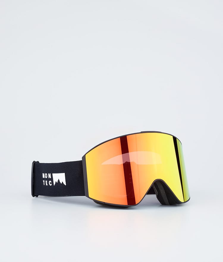Masque de ski noir avec miroir rouge rubis noir