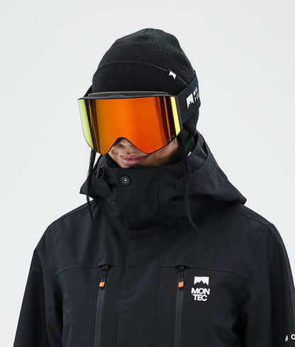 Masque de ski noir avec miroir rouge rubis noir