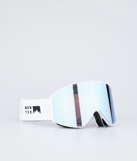 Masque de ski blanc avec miroir bleu lune