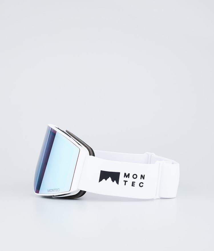 Masque de ski blanc avec miroir bleu lune
