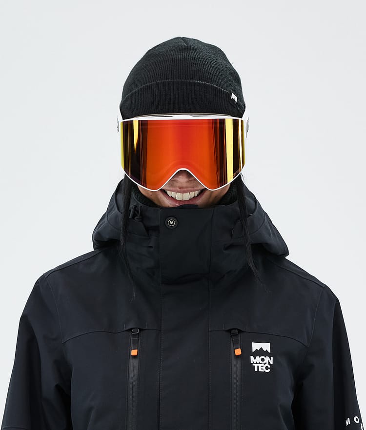 Masque de ski blanc avec miroir rouge rubis blanc