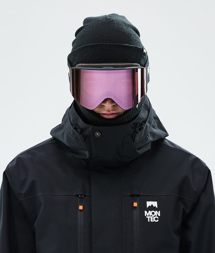Masque de ski noir avec miroir saphir rose et noir