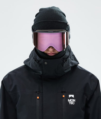 Masque de ski noir avec miroir saphir rose et noir