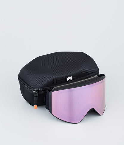 Masque de ski noir avec miroir saphir rose et noir