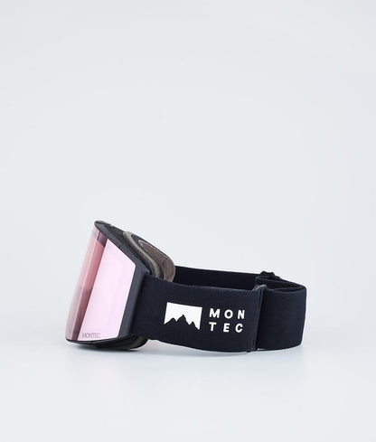 Masque de ski noir avec miroir saphir rose et noir