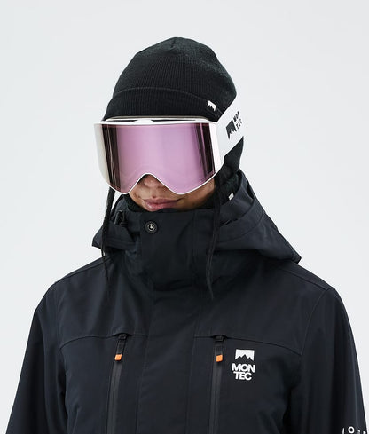 Masque de ski blanc avec miroir rose