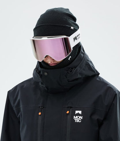 Masque de ski blanc avec miroir rose