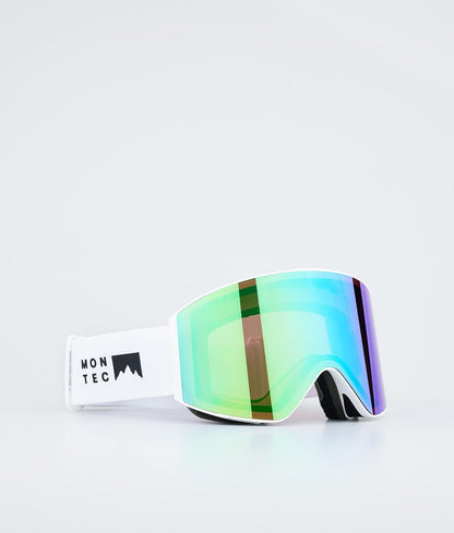 Masque de ski blanc avec miroir vert tourmaline