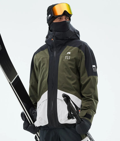 Veste de ski Morpheus pour homme - Noir/Vert olive/Gris clair