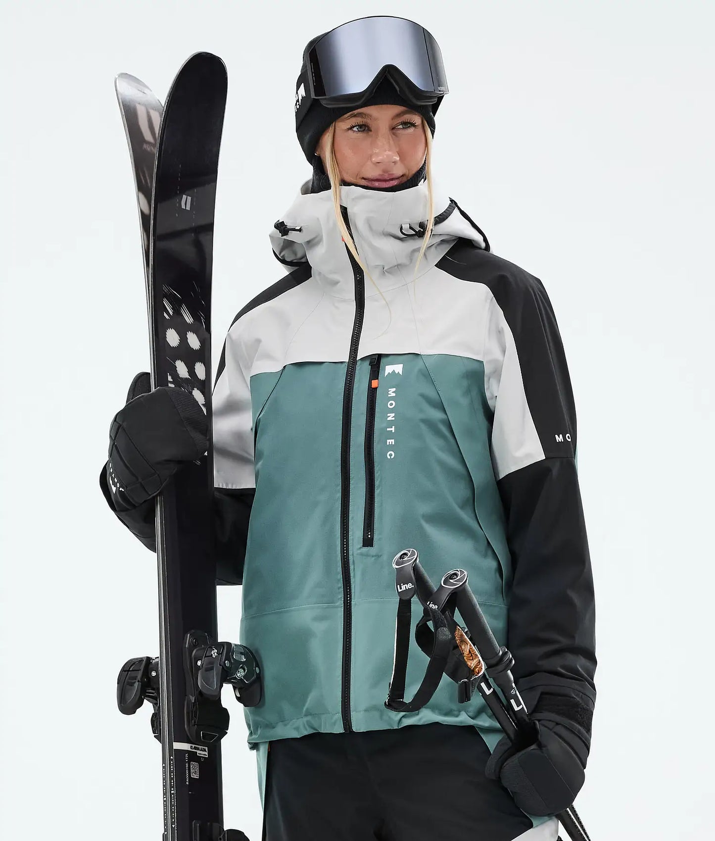 Oracle W Veste de Ski Femme Light Grey/Black/Atlantic