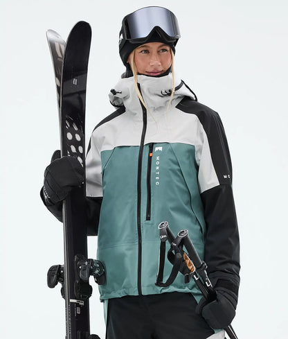 Oracle W Veste de Ski Femme Light Grey/Black/Atlantic