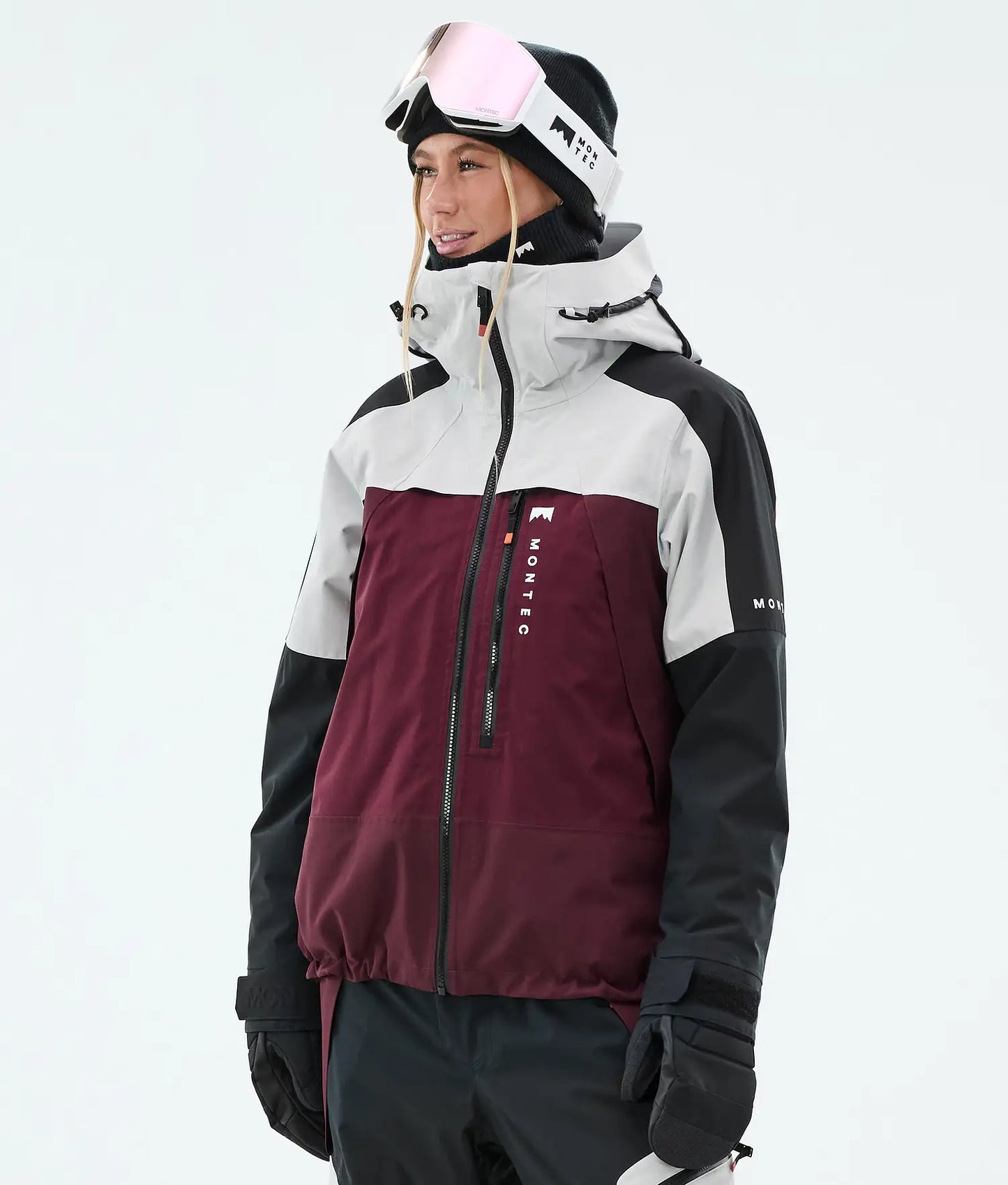 Oracle W Veste de Ski Femme Light Grey/Black/Burgundy